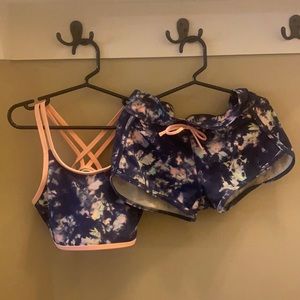 Athleta Girls bikini (reversible) top and swim shorts